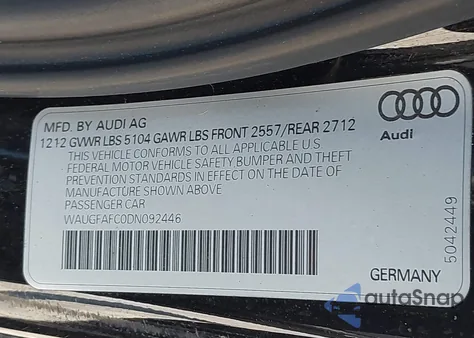 2013 Audi A6 2.0T Premium из США, поврежденный, VIN WAUGFAFC0DN092446